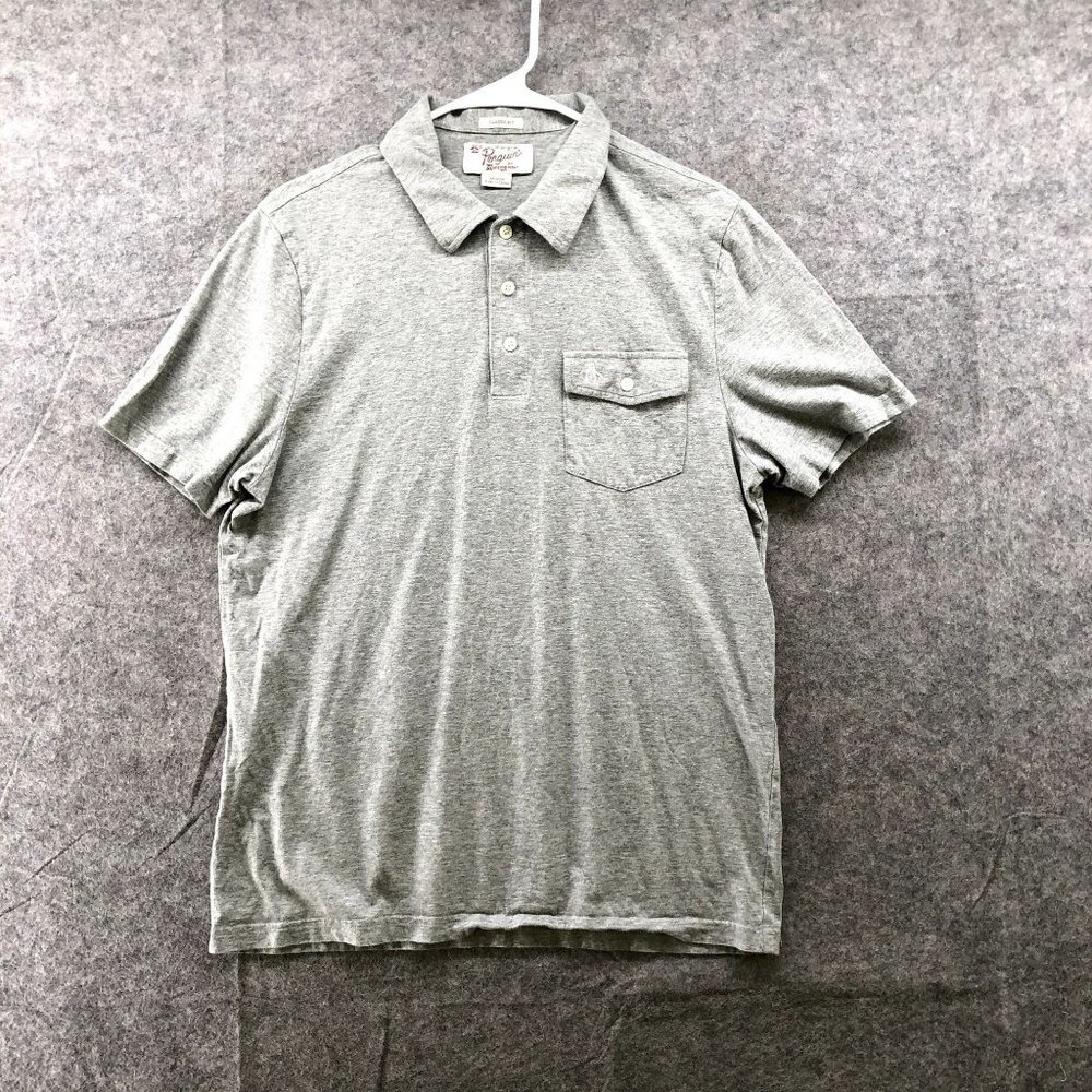 PENGUIN MENS COTTON BLEND POLO SHIRT GRAY SIZE M POCKET